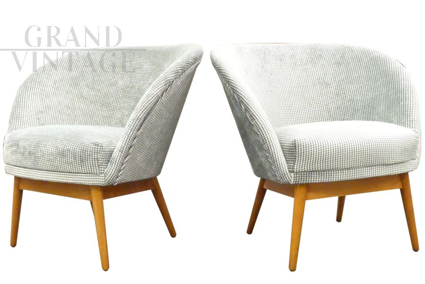 Art Deco armchairs with cotton upholstery