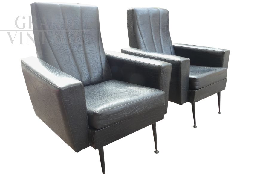 Pair of vintage skai armchairs from the 1950s