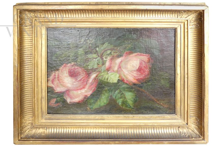 Painting with roses from the 18th century