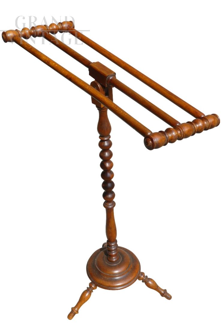 Vintage standing towel rack in cherry wood, 1900s