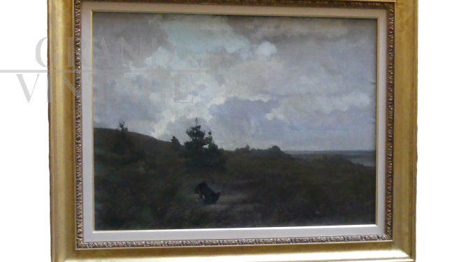 Max Hunten painting, black grouse in heathland