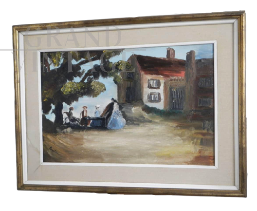 Parolin - painting with ladies in the garden                     
                            