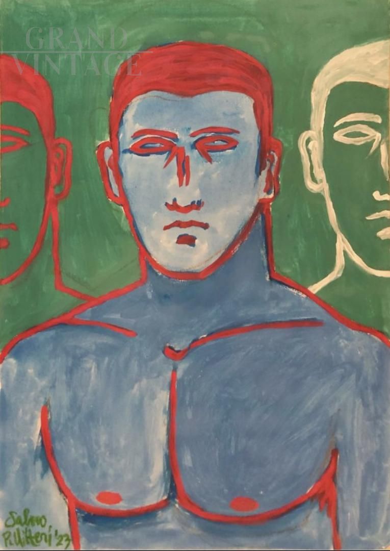 Portrait with ghosts - painting by Salvo Pillitteri in contemporary urban style