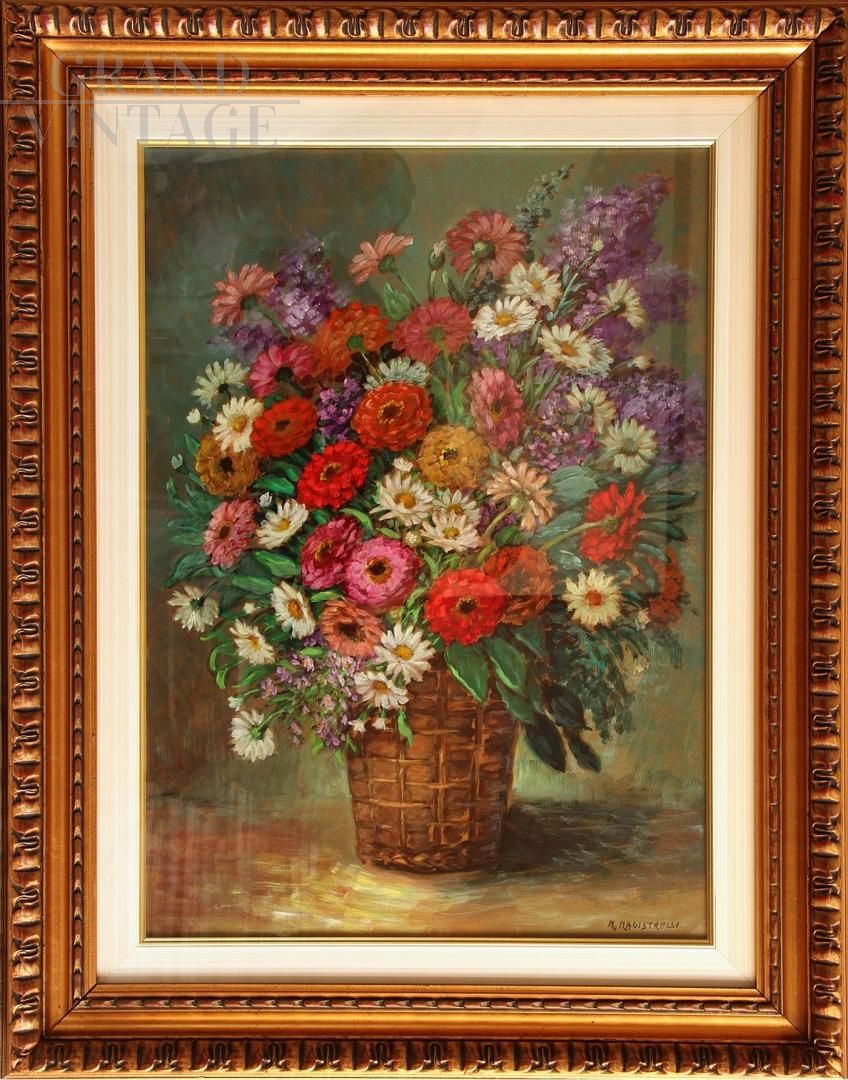 Basket of Wildflowers, painting by Miranda Magistrelli