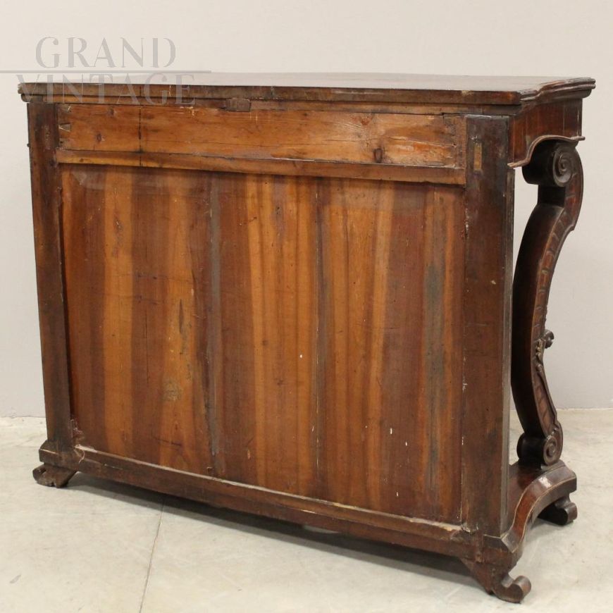 Charles X console in inlaid walnut, Italy 19th century