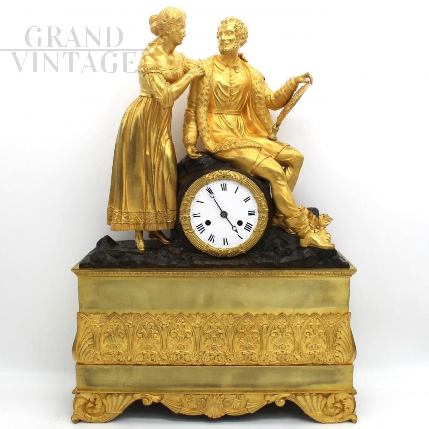 PENDULUM CLOCK CHARLES X IN GILDED BRONZE (H.55) - 1800s