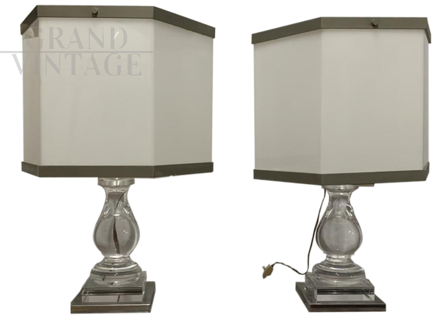Pair of vintage plexiglass table lamps - 1960s