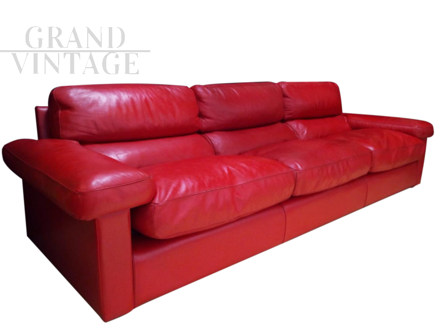 Red leather sofa by Poltrona Frau