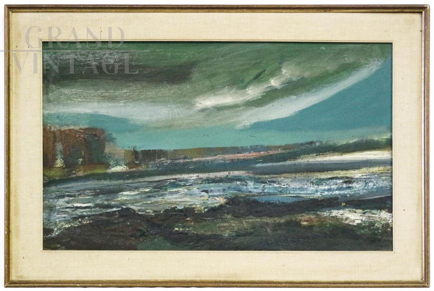 Painting seascape with cliff