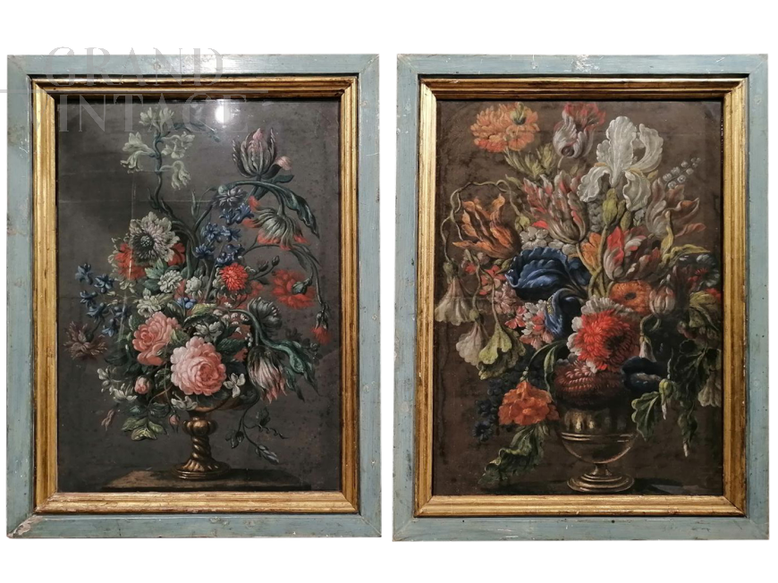 Pair of still lifes with flowers, 18th century