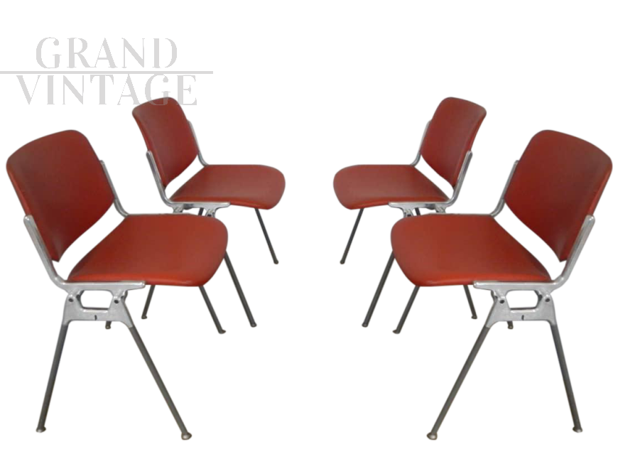 4 Jec Castelli chairs by Giancarlo Piretti, 1970s