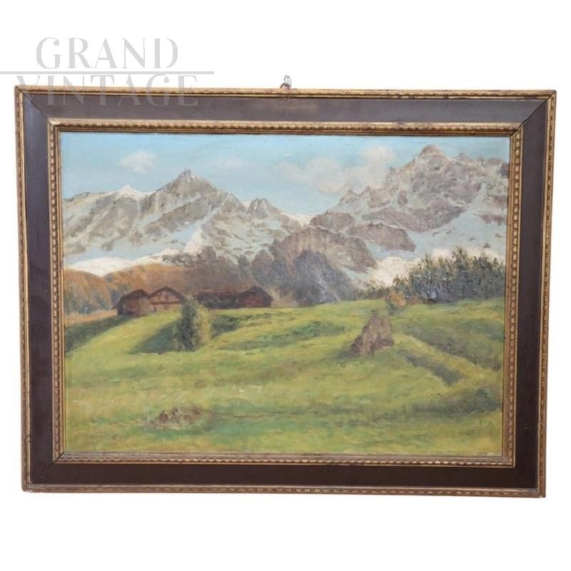 Mountain landscape, oil painting on canvas from the first half of the 20th century