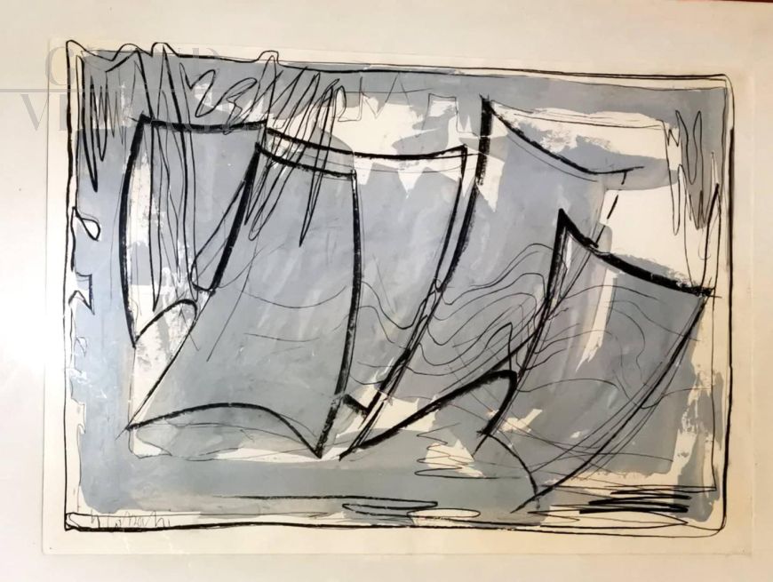 Painting by Nino Cassani, mixed technique, 1970s