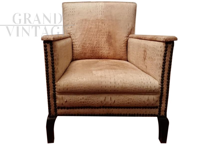 1930s armchair in crocodile leather