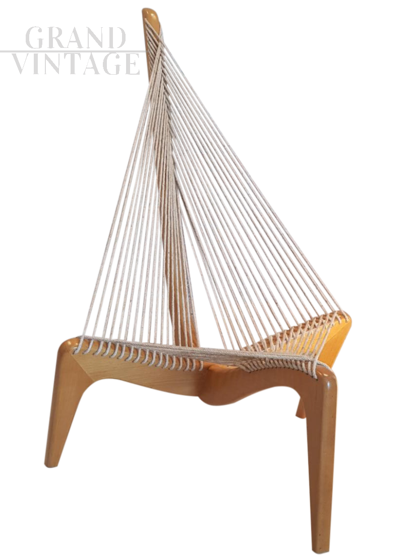 60s / 70s armchair in beech and rope