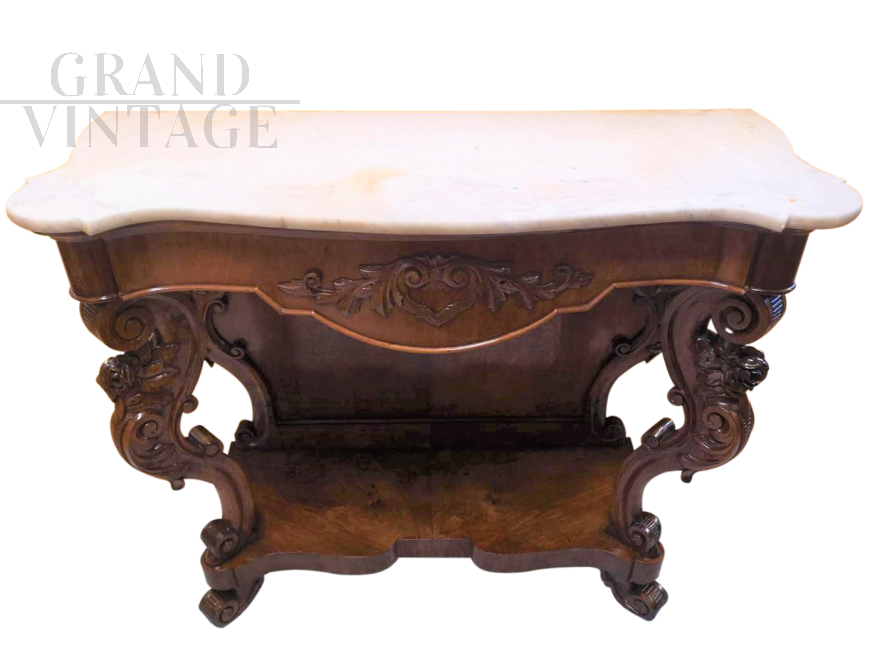 Louis Philippe period console with white marble top