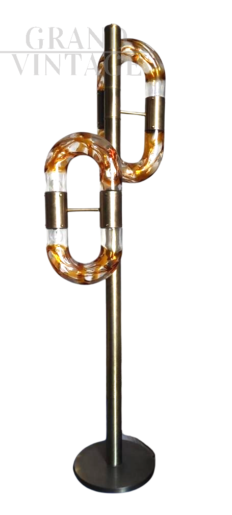 Floor lamp by Aldo Nason in orange Murano glass