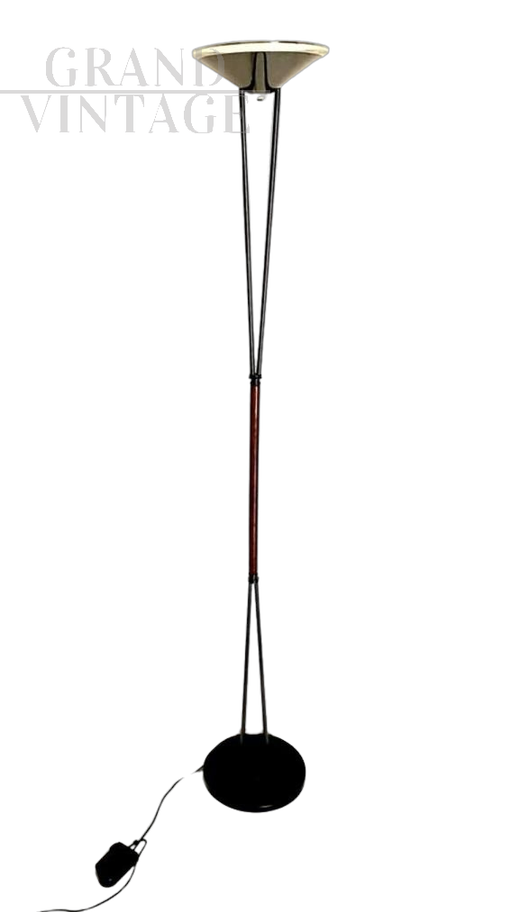 Leucos design floor lamp in black and white Murano glass and steel