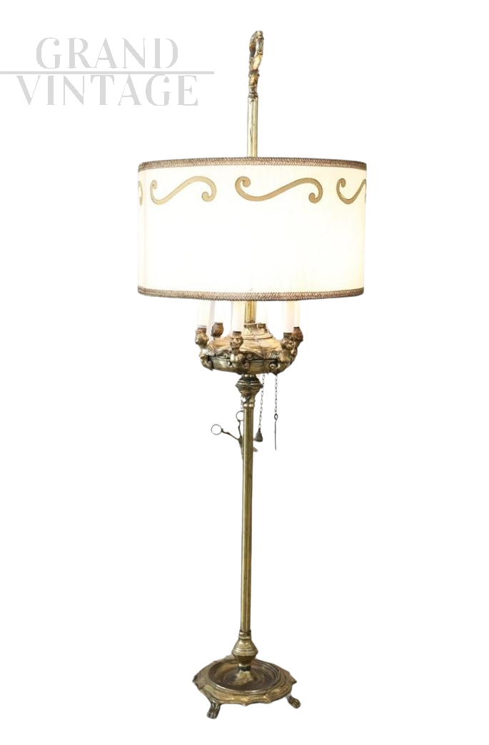 Antique Florentine style brass floor lamp, 1960s