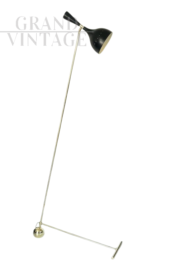Vintage Stilnovo-style counterweight floor lamp, Italy 1970s