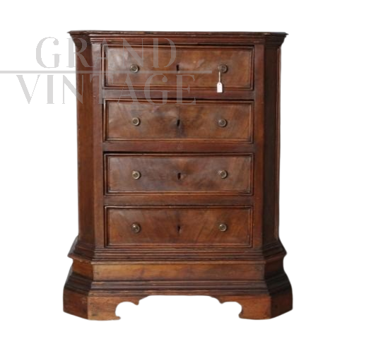 Small antique Louis XV era chest of drawers in walnut      