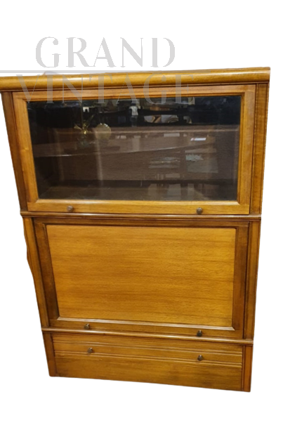 Small vintage bookcase with retractable doors