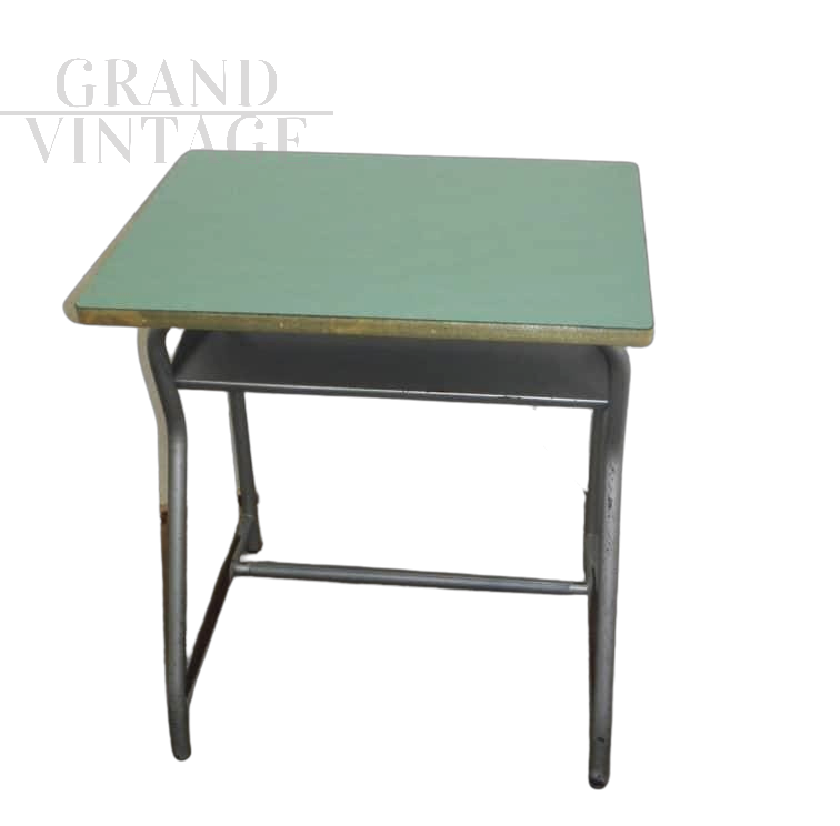 Small vintage green formica school desk, Italy 1970s        