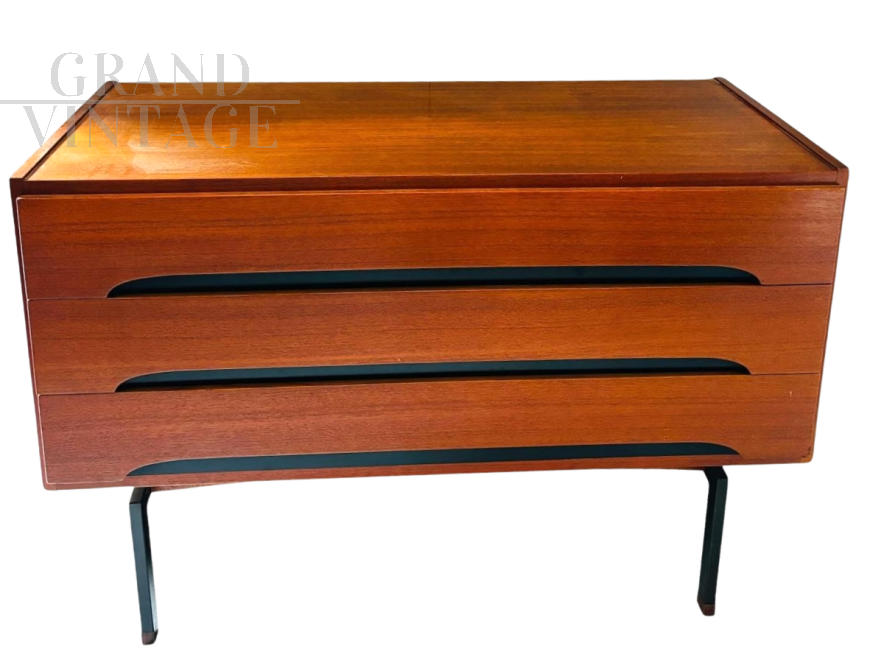 Small vintage 1960s chest of drawers in teak