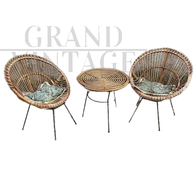 Bamboo and rattan outdoor living room, 1950s