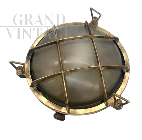 Foresti e Suardi naval ceiling or wall lamp in bronze, made in Italy   