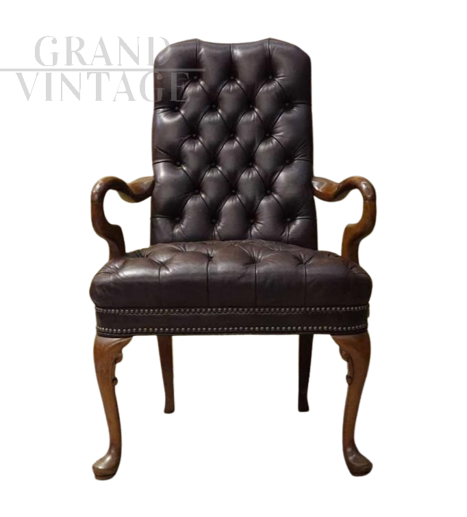 English Chesterfield high back chair