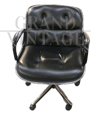 Pollock office chair by Knoll in black leather               