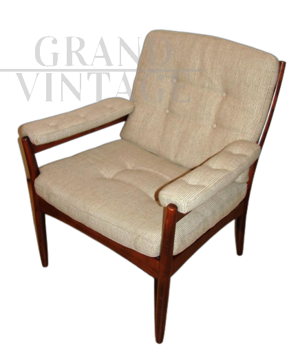 G. Mobel armchair for Göte Möbler in beige fabric, Sweden 1970s                          
                            