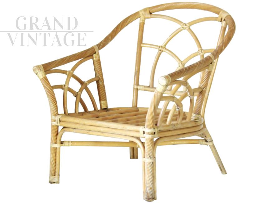 Curved bamboo armchair from the 1970s