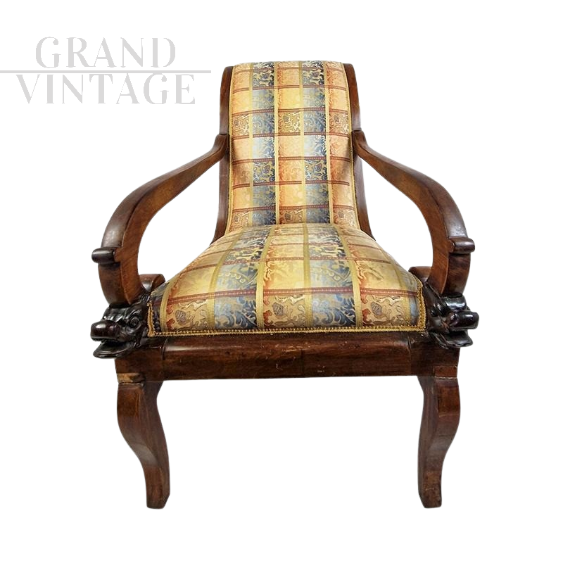 Antique walnut relax armchair