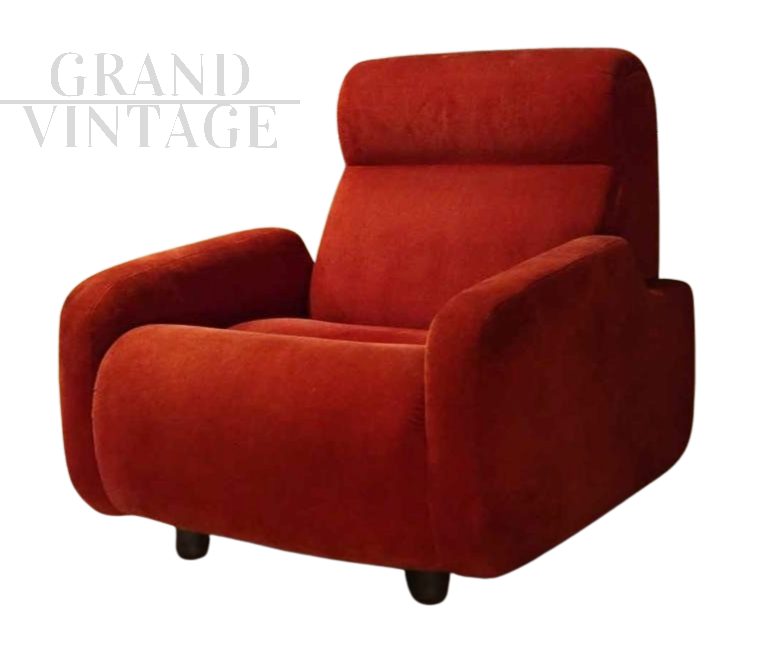 Vintage red fabric armchair, 1970s