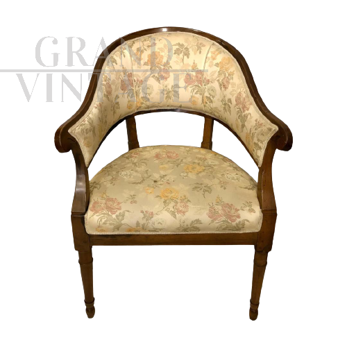 Antique Directory period armchair, cockpit shape