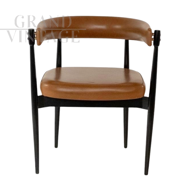 Office chair designed by Flam Sansoni for Dal Vera in brown skai