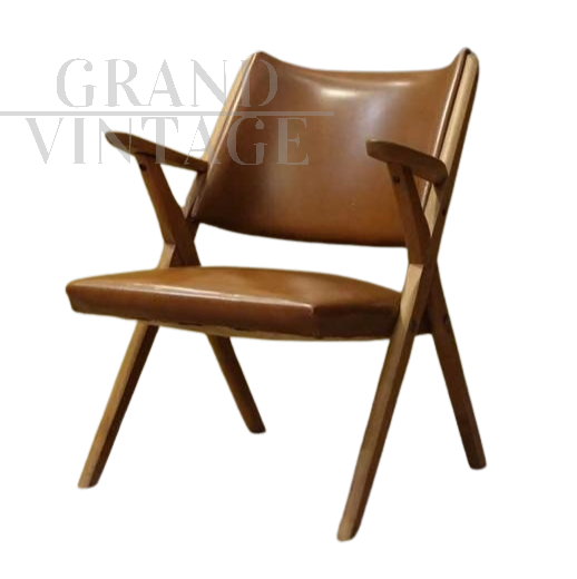 Dal Vera armchair in brown leather, 1950s