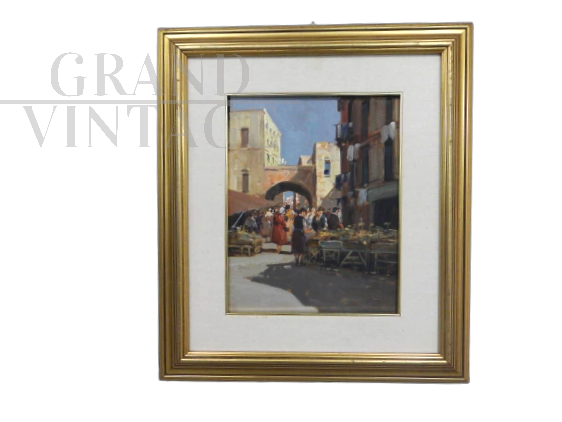 Pupini - painting with Italian market scenes                 
                            
