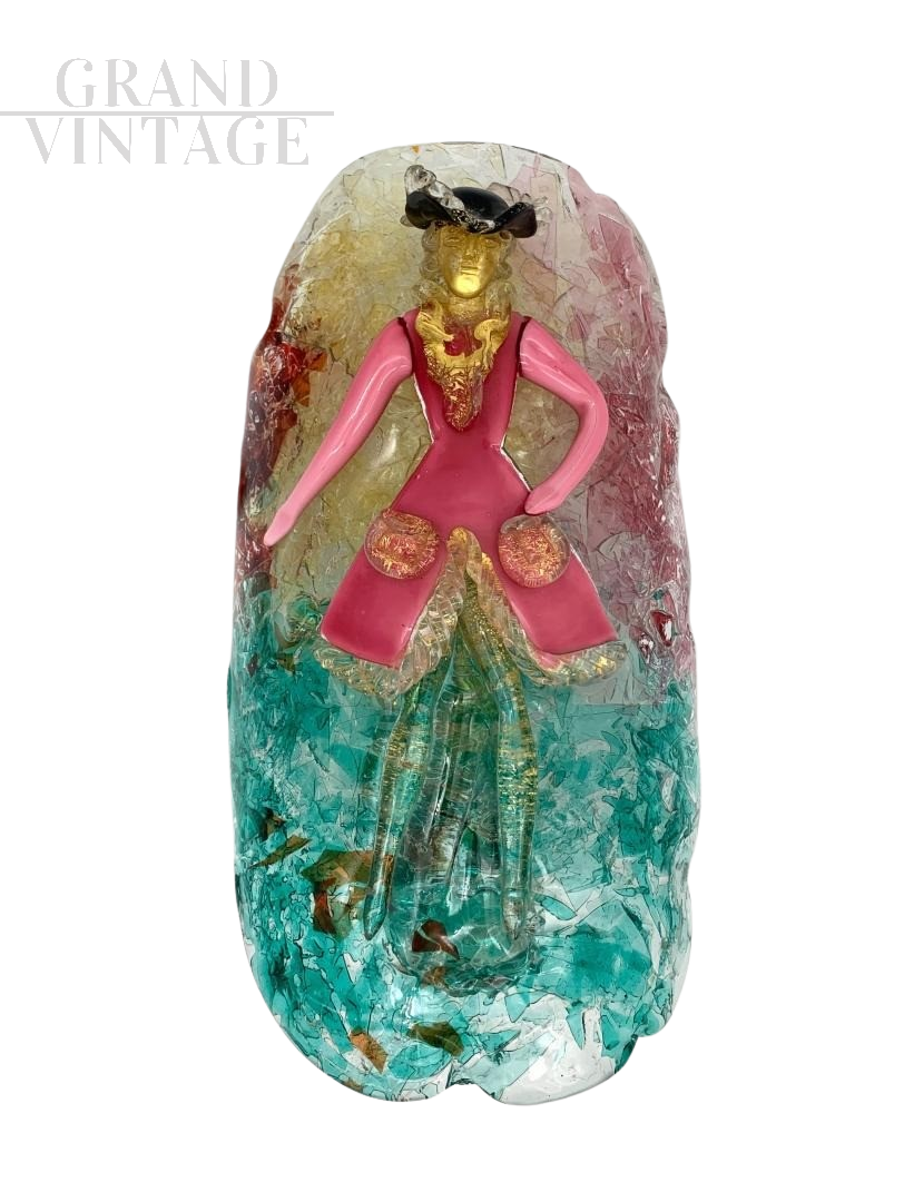 Rare A.V.E.M. wall light in laminated Murano glass with character, Italy 1950s