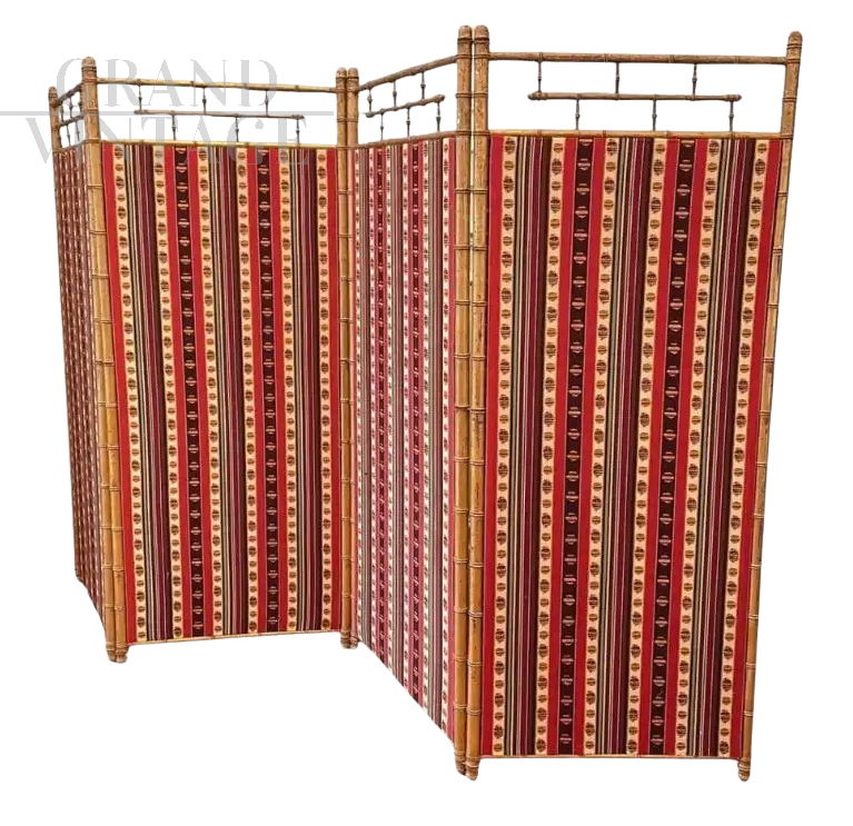 Rare antique gilded folding wood screen, Madeleine Castaing, 19th century