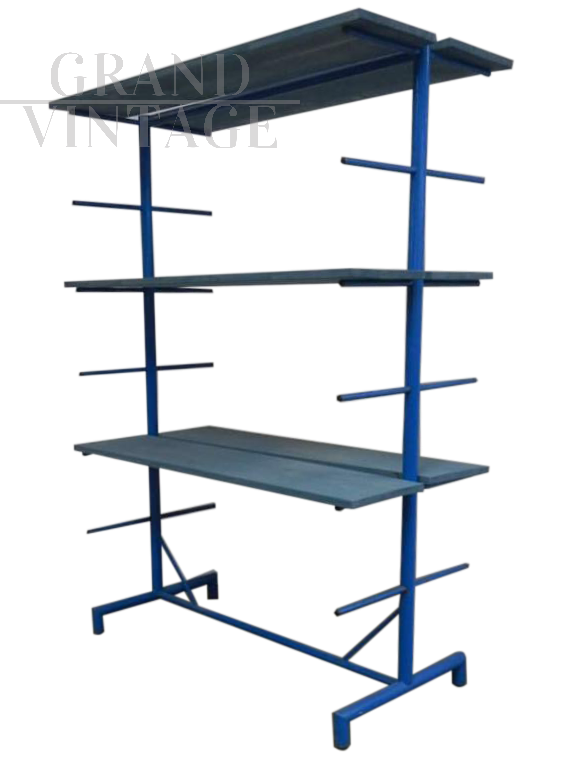 Industrial 70s blue shelves