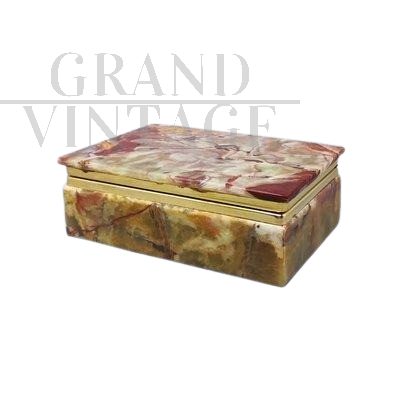 Vintage brown onyx jewelry box, Italy 1960s
