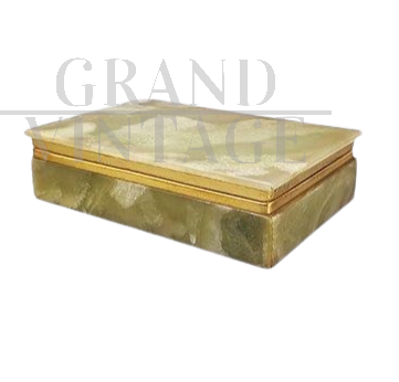 Vintage green onyx jewelry box, Italy 1960s    