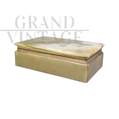 Vintage green onyx box, Italy 1960s 