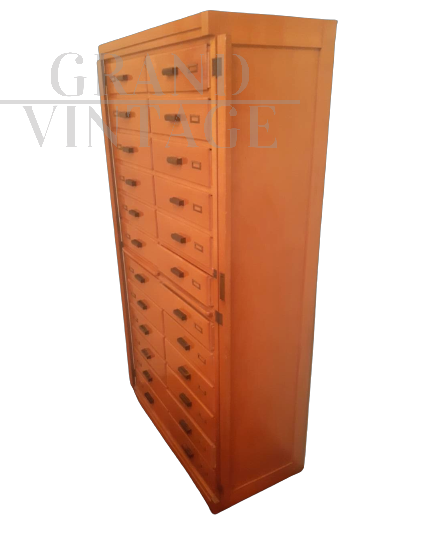 Vintage filing cabinet in beech wood with drawers, 1950s / 60s