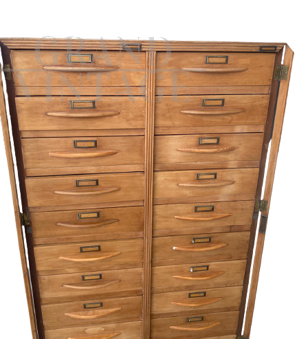 Vintage beech wood filing cabinet