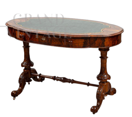 Antique Victorian English walnut briar desk from the 19th century     