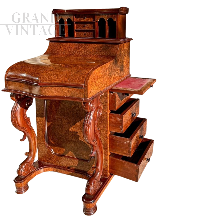 Antique Davenport desk in thuja briar